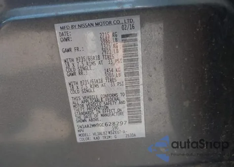 2016 Nissan Pathfinder S from USA, damaged, VIN 5N1AR2MN9GC628297